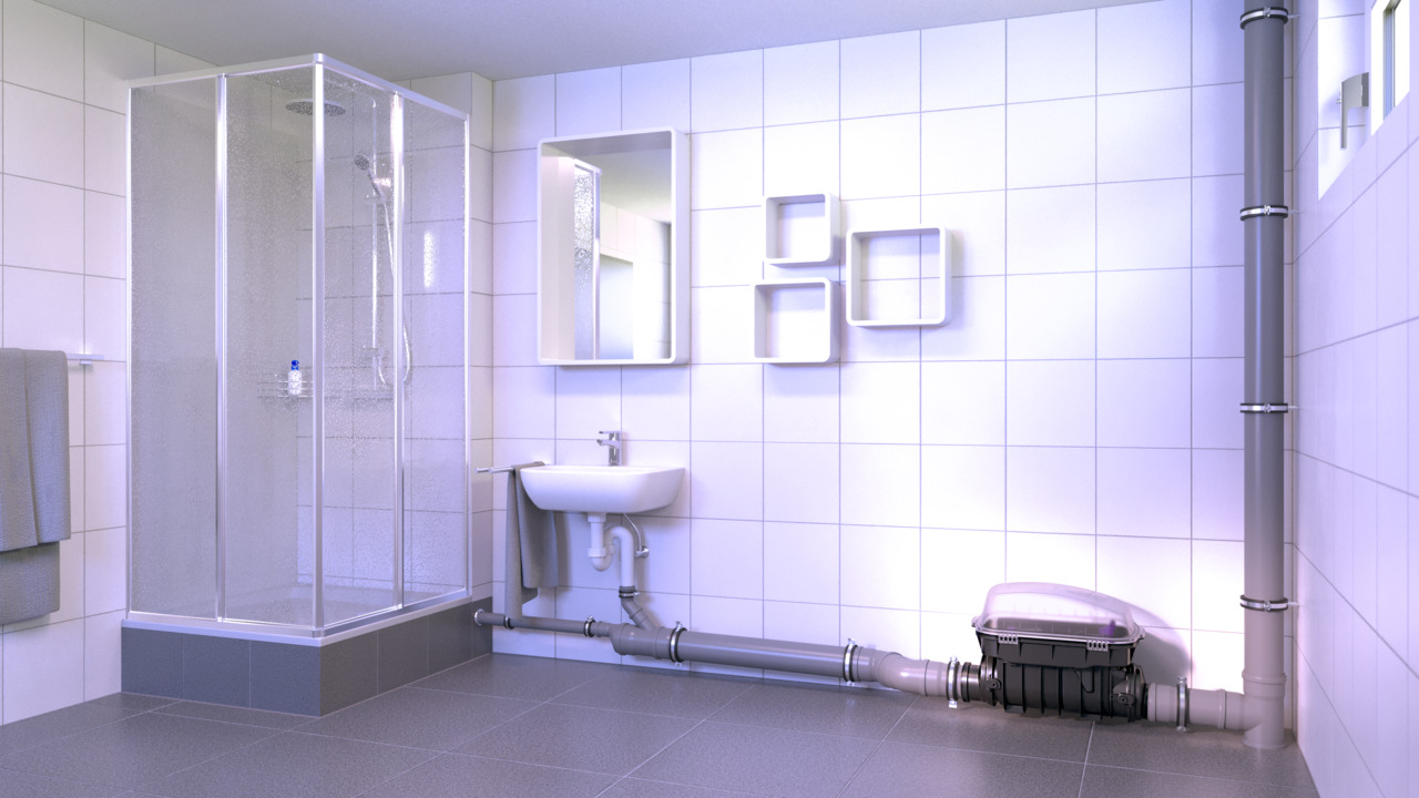 Une machine à laver et un évier se trouvent au sous-sol ? Le Staufix SWA représente une solution optimale pour l'évacuation des eaux grises