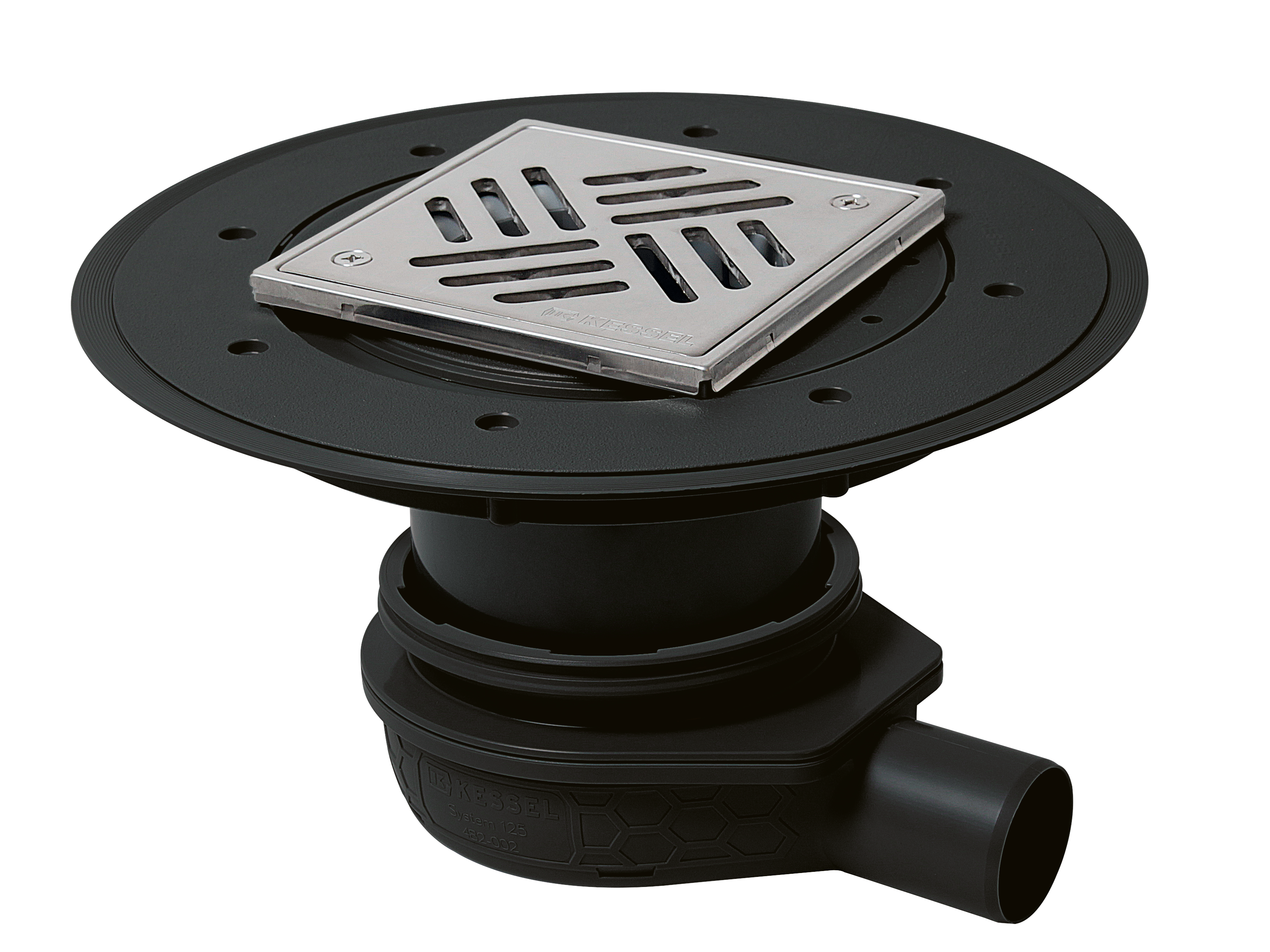 Siphon de salle d’eau L‘Ultra plat 79, DN 50 avec rehausse Variofix et grille Siphon de salle d’eau L‘Ultra plat 79, DN 50 avec rehausse Variofix et grille