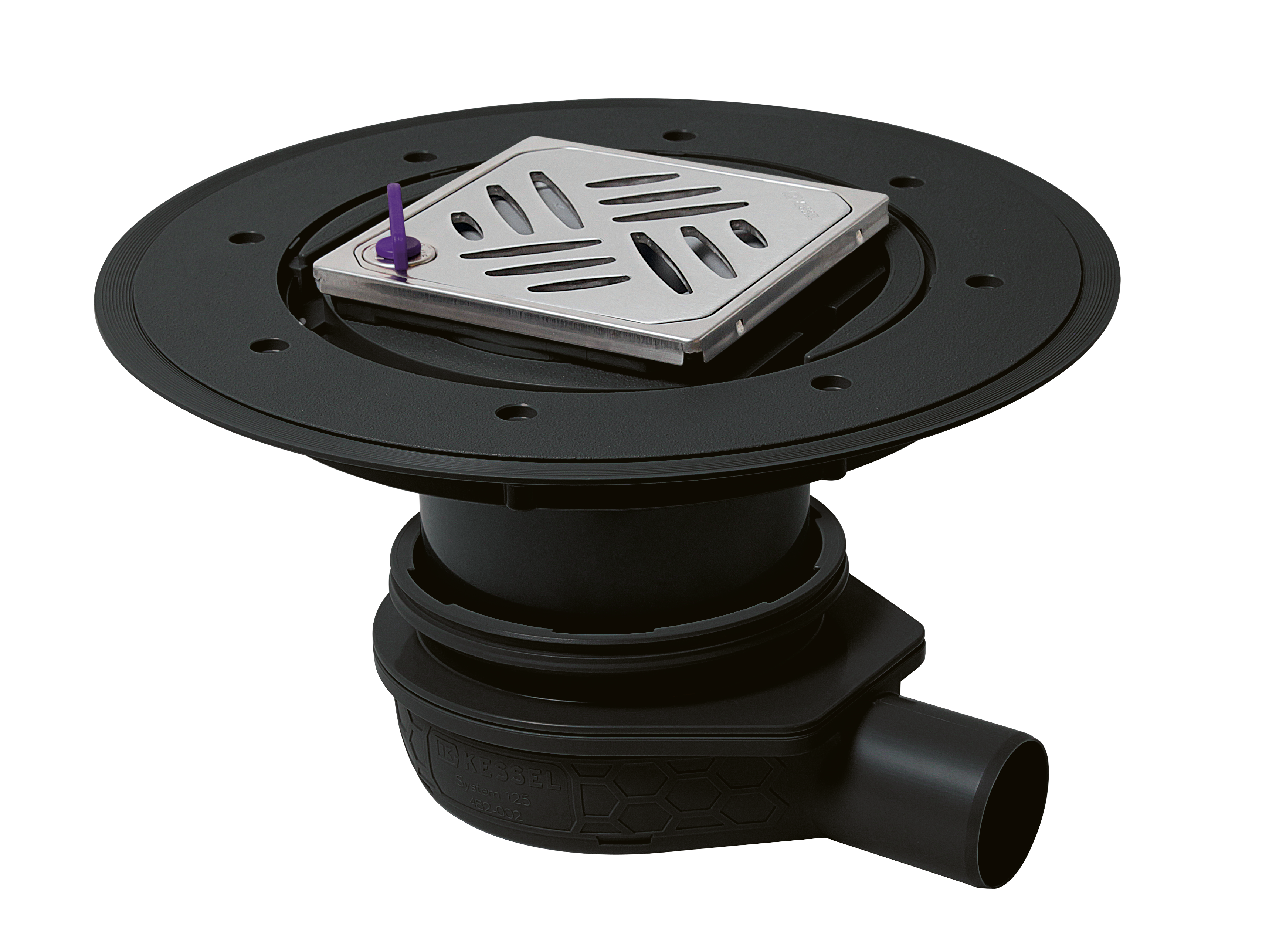 Siphon de salle d’eau L‘Ultra plat 79, DN 50 avec rehausse Variofix, avec grille design Kessel et système de verrouillage Lock & Lift Siphon de salle d’eau L‘Ultra plat 79, DN 50 avec rehausse Variofix, avec grille design Kessel et système de verrouillage Lock & Lift