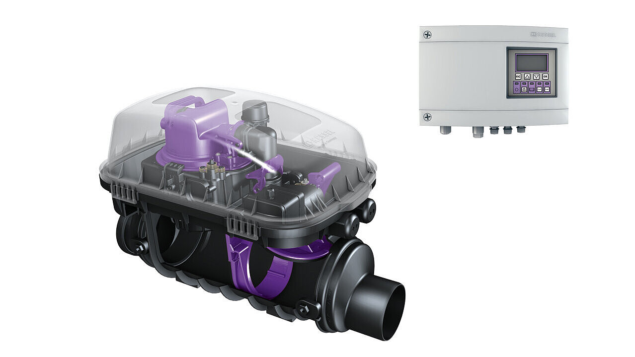 Dispositif de refoulement Pumpfix M à installer dans la conduite d'eaux usées exposée Dispositif de refoulement Pumpfix M à installer dans la conduite d'eaux usées exposée