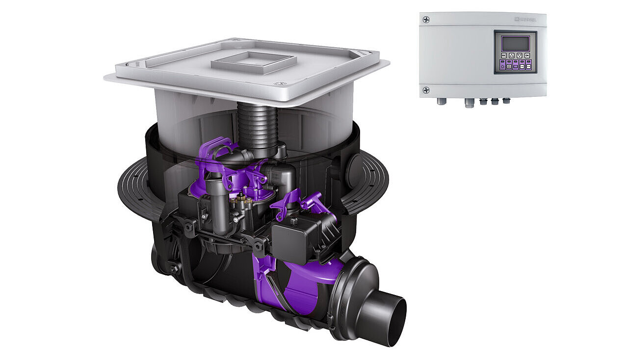 Clapet antiretour avec pompe Pumpfix M pour la pose encastrée en dalle Clapet antiretour avec pompe Pumpfix M pour la pose encastrée en dalle