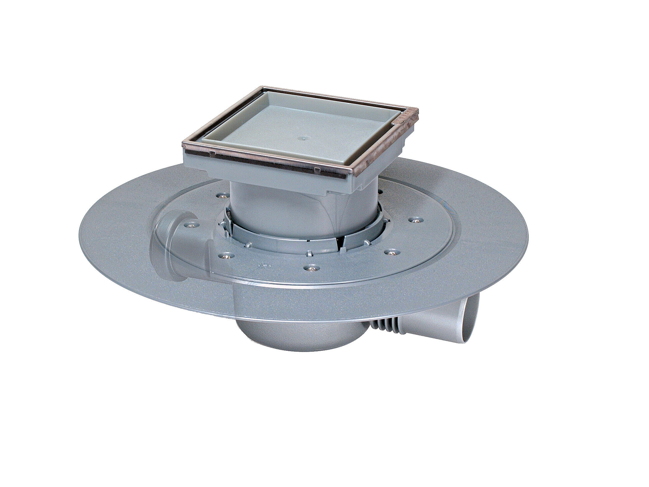 Siphon de salle d’eau Super plat avec bride et rehausse carrelable Siphon de salle d’eau Super plat avec bride et rehausse carrelable