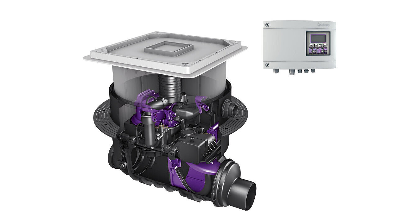 Poste de relevage hybride Ecolift, pour la pose encastrée en dalle Poste de relevage hybride Ecolift, pour la pose encastrée en dalle
