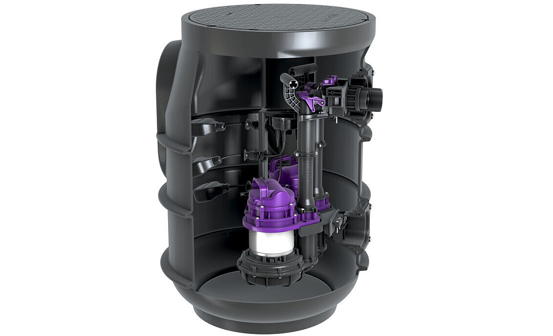 Station de relevage Aquapump Small Duo avec boîtier de commande Station de relevage Aquapump Small Duo avec boîtier de commande