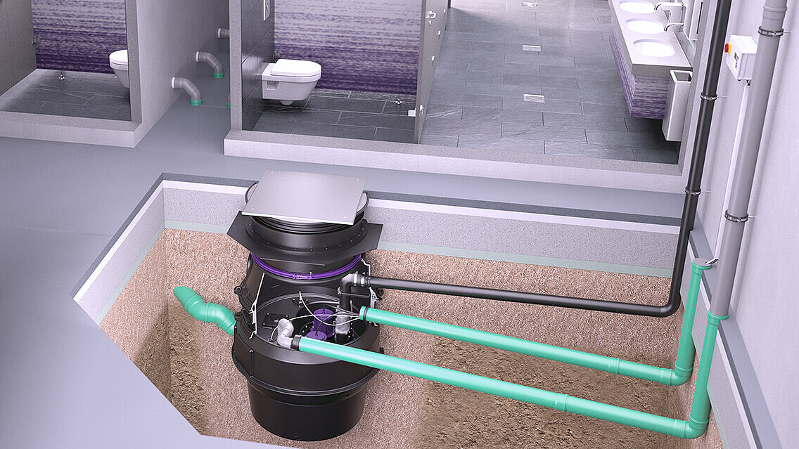 Les grandes installations sanitaires dans les bâtiments commerciaux comme les hôtels, les bureaux ou les centres commerciaux sont un cas pour l’Aquapump XL.