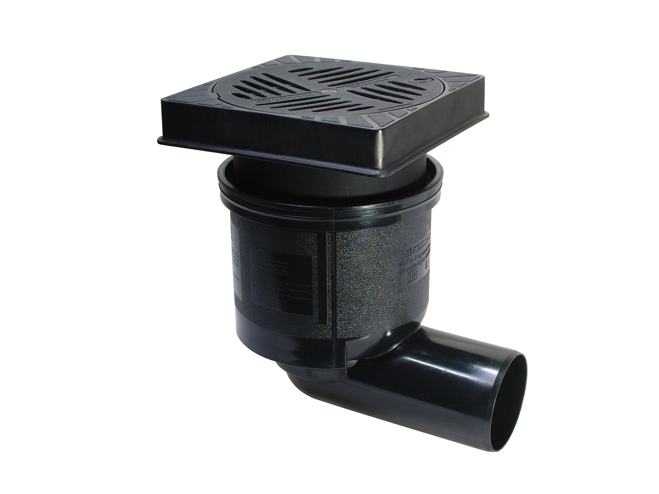 Siphon de cour Ecoguss Système 200 avec sortie latérale. Siphon de cour Ecoguss Système 200 avec sortie latérale.