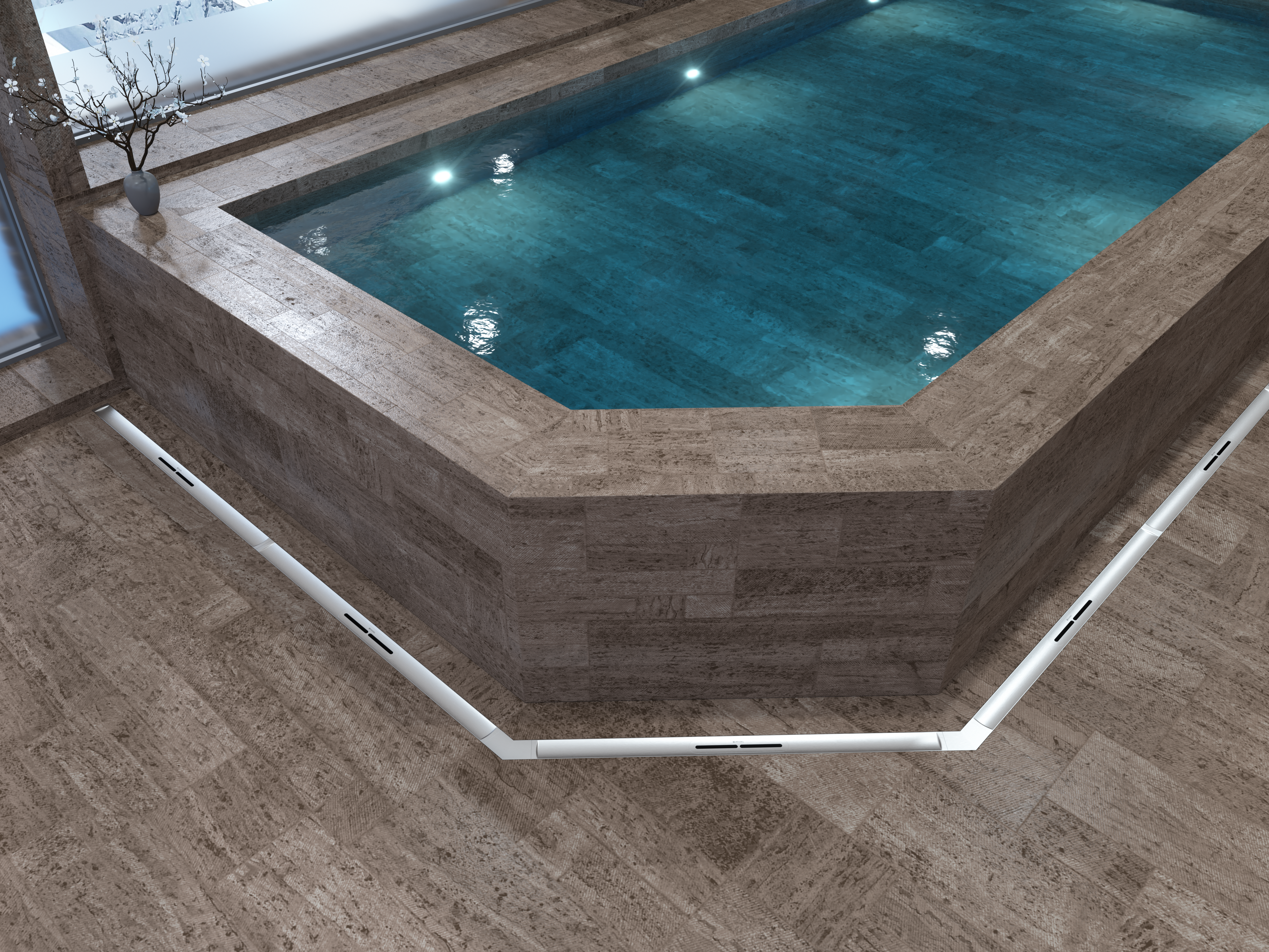 Schéma de montage du caniveau de douche Linearis Infinity, surface acier inoxydable dans un espace bien-être Schéma de montage du caniveau de douche Linearis Infinity, surface acier inoxydable dans un espace bien-être