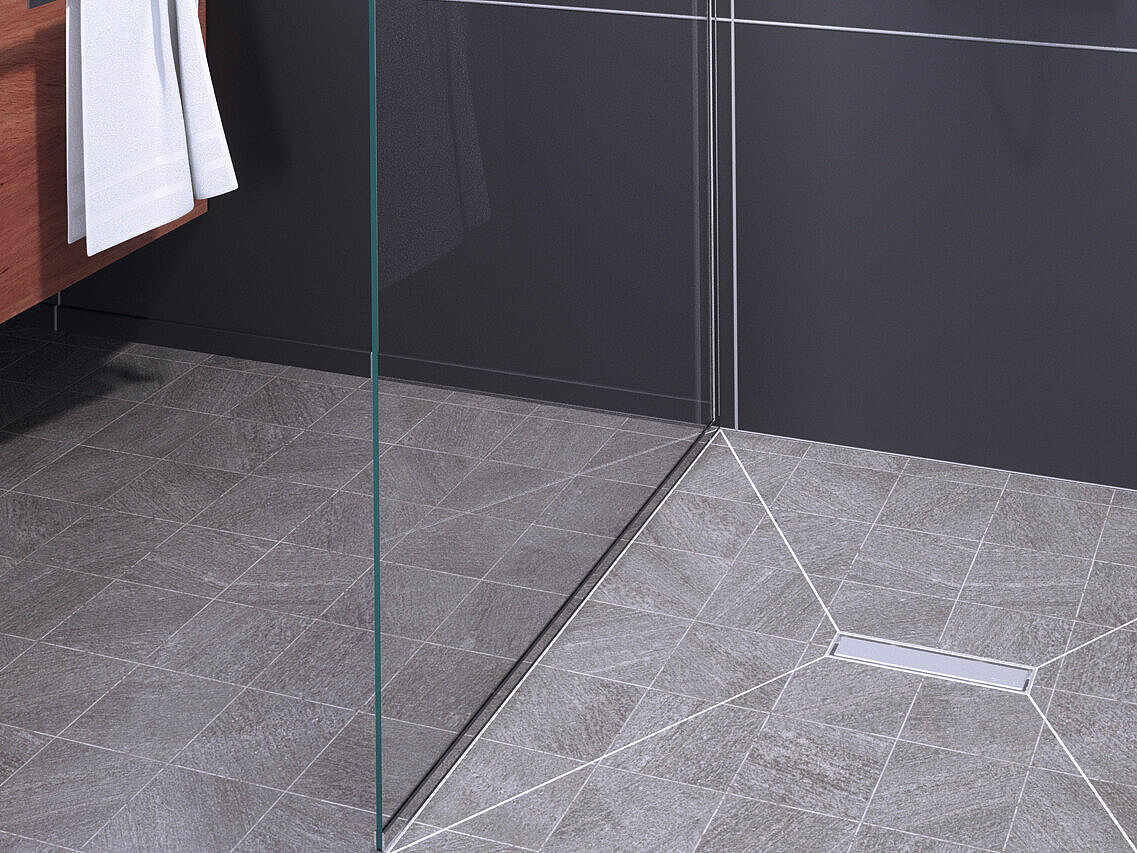 Schéma de montage du caniveau de douche Linearis Compact, 300 mm de long Schéma de montage du caniveau de douche Linearis Compact, 300 mm de long