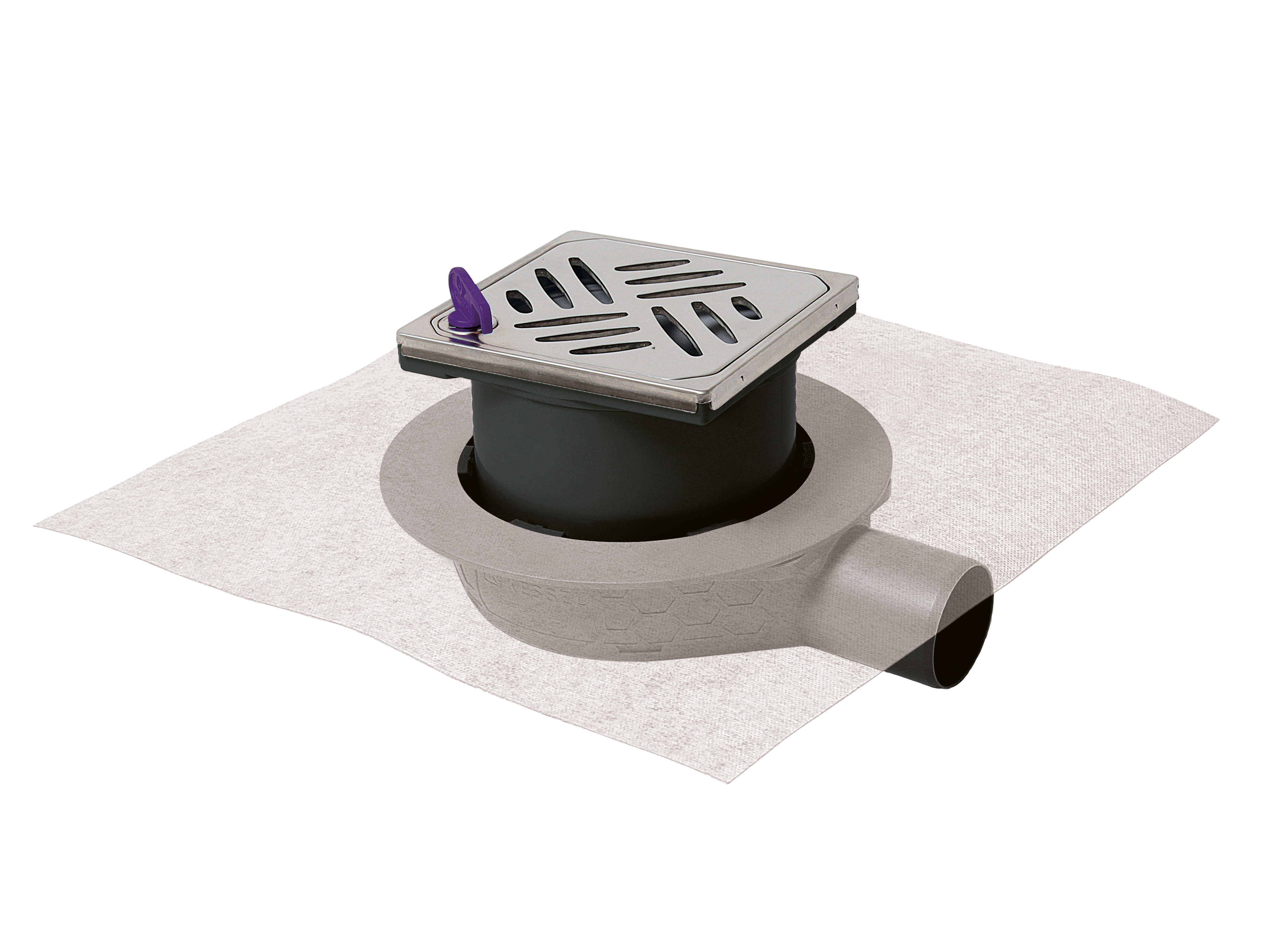 Siphon de salle d’eau L‘Ultra plat 54 avec grille design Kessel et système de verrouillage Lock & Lift Siphon de salle d’eau L‘Ultra plat 54 avec grille design Kessel et système de verrouillage Lock & Lift